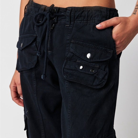 Black Drawstring Cargo Pants - Picture 4 of 5